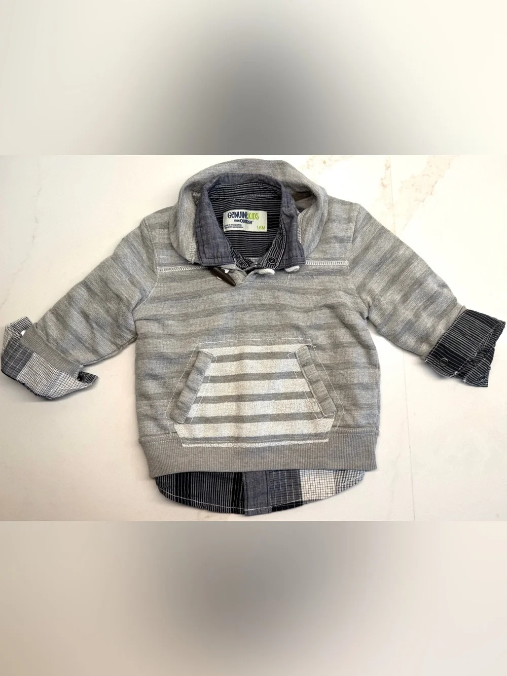 Genuine Kids OshKosh 18M Hoodie & Plaid Shirt Set
